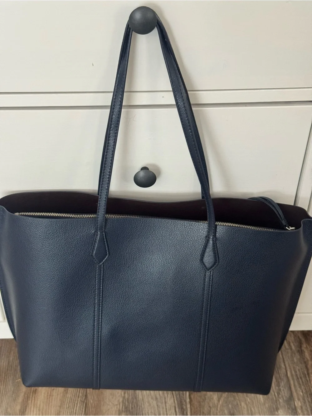 Tory Burch Perry Tote Navy Blue Leather Laptop Pocket